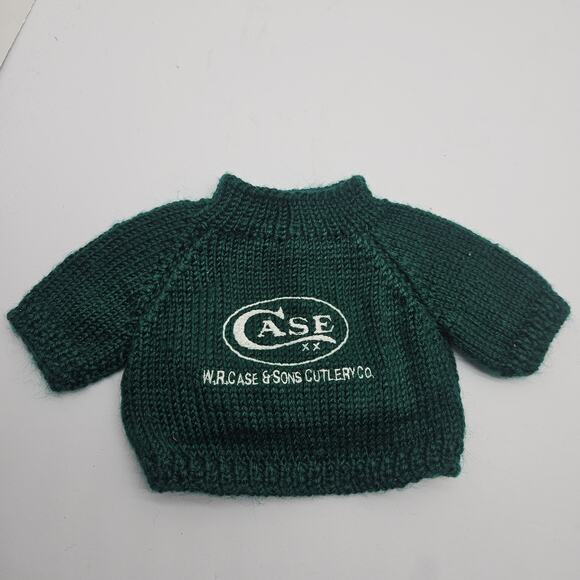 2 Vintage Handmade Doll Clothes Embroidered Sweaters Case Cutlery Green & White - Picture 4 of 9